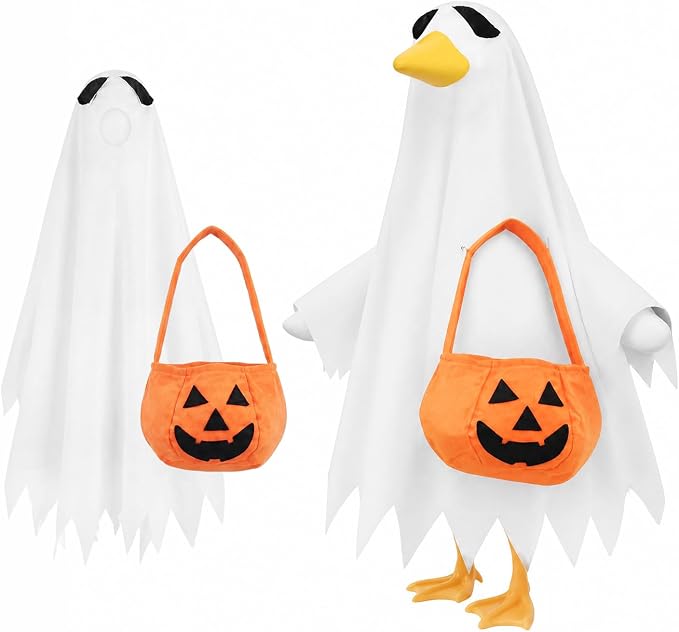 Halloween Porch Goose Outfits Clothes, Pumpkin Party Decor Gifts Lawn 23 inch Porch Goose Costume Clothing for Patio Yard