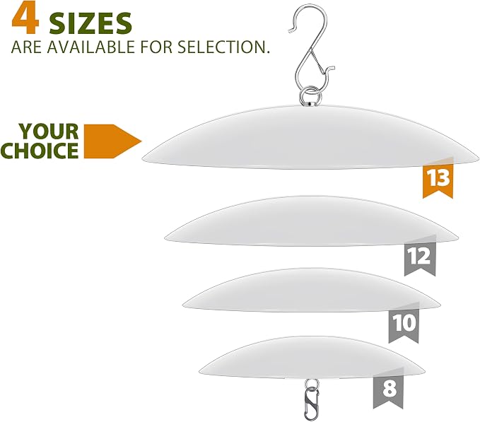 13" Bird Feeder Rain Guard, Hummingbird Feeder Shade Dome Cover, Hanging Baffle for Bird Feeder Pole,Smart Birds Feeder's Umbrella(Translucent), 1 Pack