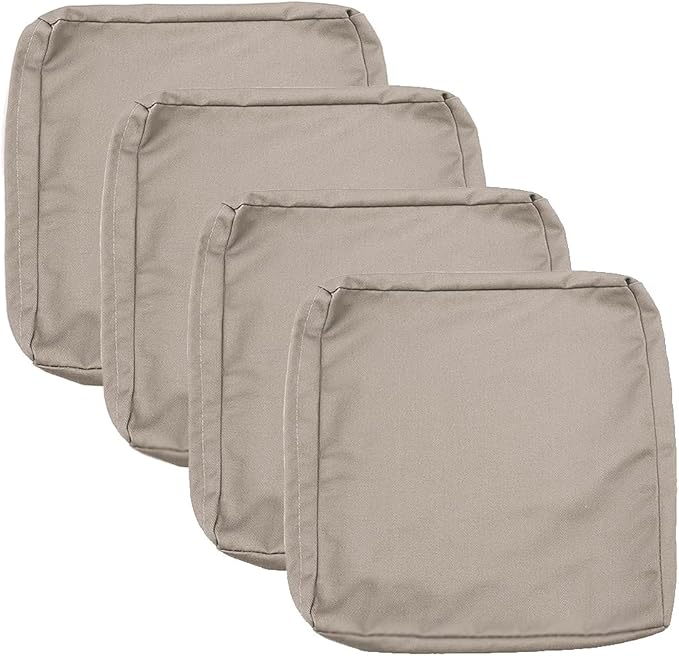 Sqodok Patio Cushion Cover 25x25 inch, Waterproof Outdoor Cushion Covers Replacement for Outdoor Furniture, Large Cushions Slipcover Set of 4 Sectional Cushions Cover for Sofa Couch Chair, Tan