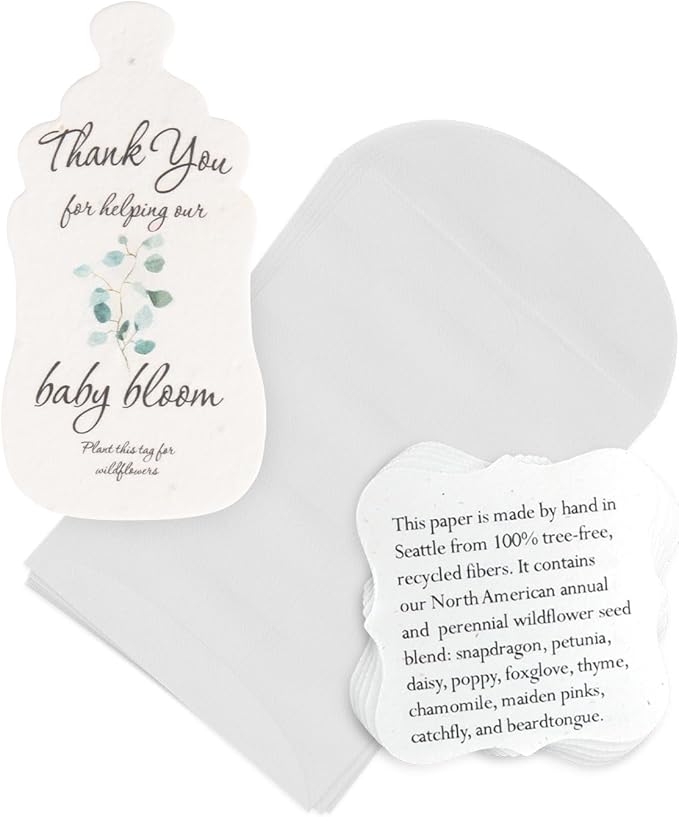 15pcs Green Baby Bottles and 15-Set Planting Guide with Glassine Envelopes