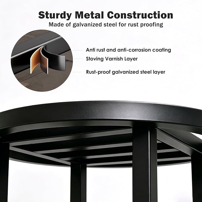 Plant Stand Indoor Outdoor,13" Round Metal Plant Stands Riser,Heavy Duty Wrought Iron Pedestal Holders for Large Flower Pot,Outside Rust-Proof Black Flower Display Shelf for Patio,2-Pack