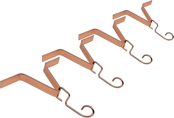 U-nitt Gutter Clip for Rain Chain Installation DIY | Gutter Adapter for Roof Downspout Chain | Water Collection | Copper Plated 4 PK, Heavy Metal, 6 X 5 inches, Adjustable, Fits 2 in Gutter Hole