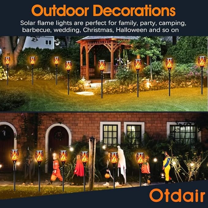 Otdair 96 LED Solar Lights Outdoor Upgraded 8 Pack, 43" Tall & Super Larger Size, Waterproof Solar Torch Light with Flickering Flame, 2200mAh Solar Tiki Torches Decoration Lights, for Path Yard Garden