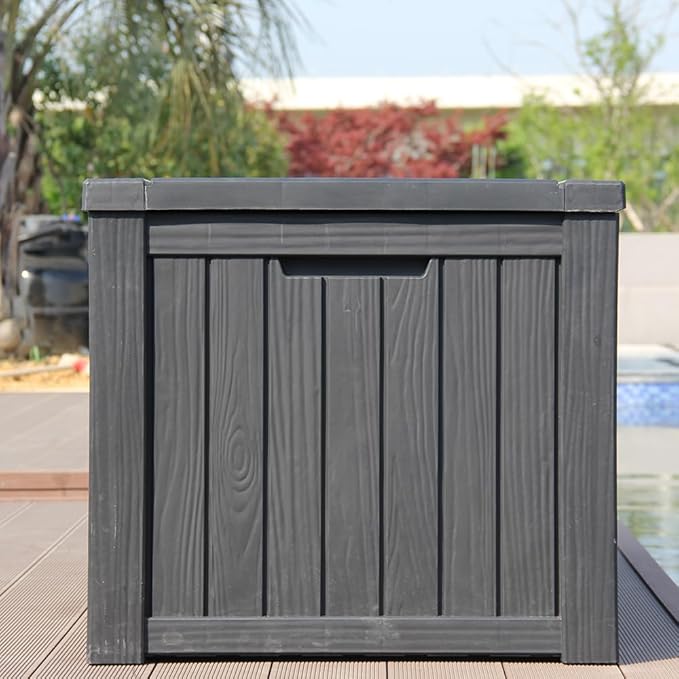 BTEXPERT 150 Gallon Outdoor Storage Container Deck Box with Metal Support Rods for Patio Furniture Garden Tools Cushions Waterproof Lockable UV Resistant Resin