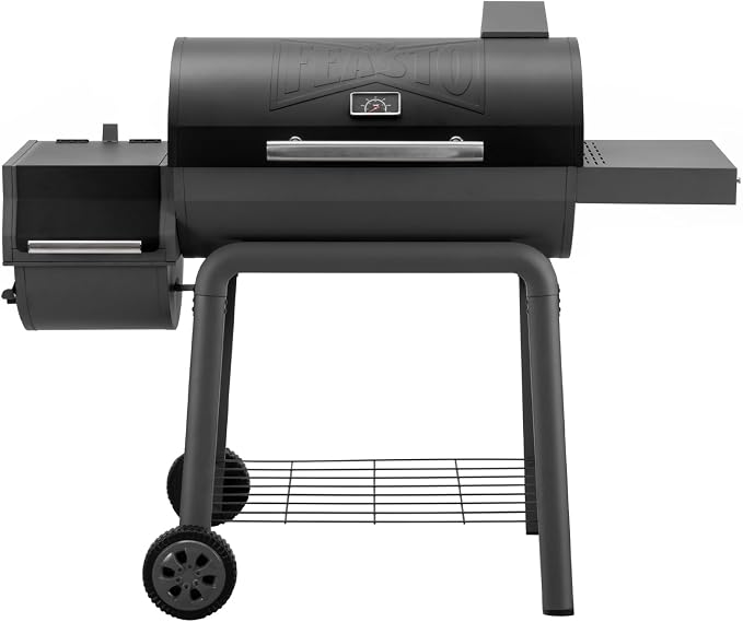 Feasto Heavy-Duty 30-Inch Charcoal Grill with Offset Smoker Grill | Side Table & 815 Sq. In Cooking Space, Outdoor BBQ Grill for Outdoor Barbecue in Backyard, Patio and Parties, Black