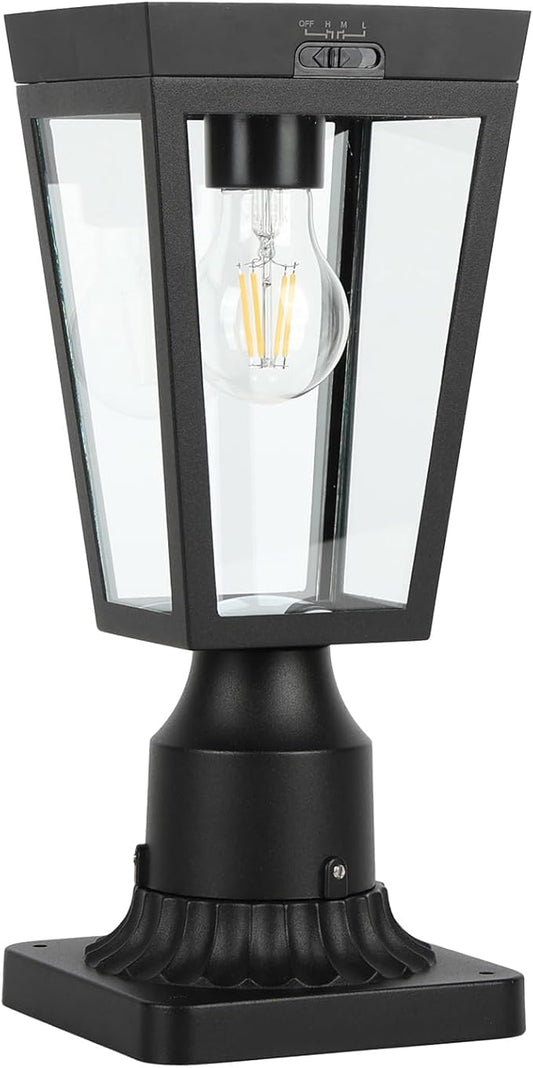 LUTEC Solar Post Lights, Dusk to Dawn Aluminium Solar Lamp Post Light with Pier Mount Base, Solar Powered Outdoor Waterproof Post Lights for Garden Yard Patio