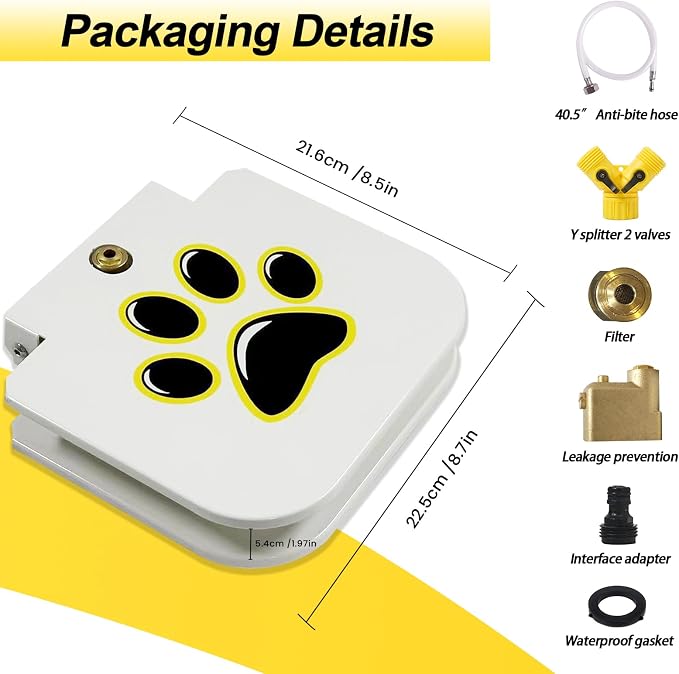 Outdoor Dog Water Fountain Step On - Upgrade Large Dog Sprinkler Drinking Water Dispenser Dog Paw Waterer Activated with Stainless Steel Braided Hose