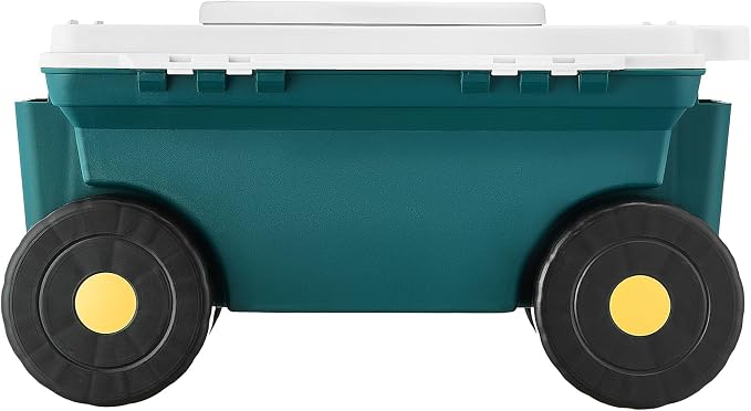 VEVOR Rolling Garden Cart with Seat, Metal Rolling Garden Work Seat with Wheels, Supports up to 400 LBS, Heavy Duty Gardening Cart Scooter, Outdoor Wagon & Stool on Wheels for Lawn, Patio, Backyard