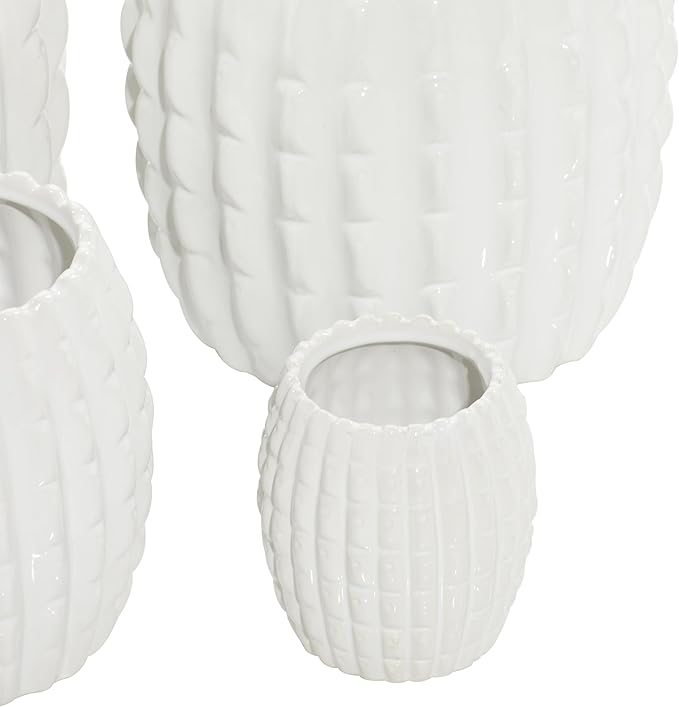 Deco 79 Ceramic Indoor Outdoor Planter Small Planter Pot, Set of 4 Planters 9", 7", 6", 4"H, White