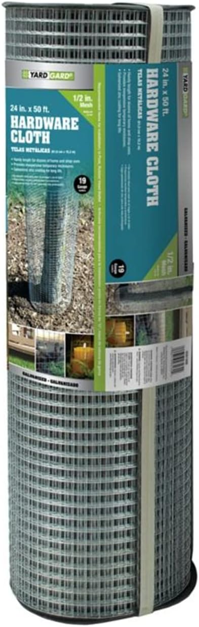 YARDGARD 1/2 Inch Mesh Welded Wire Fence, Hardware Cloth, 19 Gauge Galvanized Steel for Garden Protection, Cage Fencing, Chicken and Rabbit Barriers, and Crafts, 24 Inches x 50 Feet