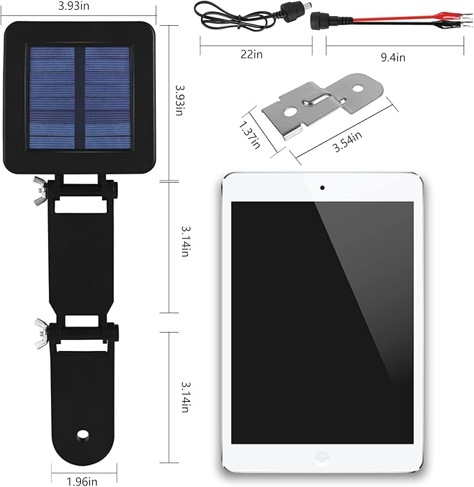 6V Solar Panel for Deer Feeder, Efficient Charger w/Adjustable Mounting Bracket & Alligator Clips, 6V Solar Panel Compatible with Game Feeder Timer & Rechargeable Batteries