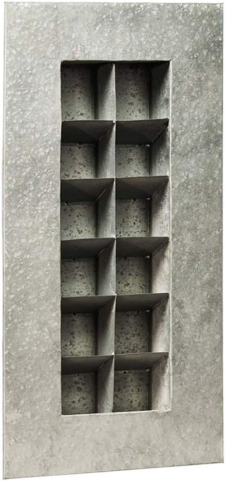 Modern Home Living Wall Galvanized Steel/Zinc Succulent Planter, Wall Mounted Garden Pocket Planter (12 Pocket, Aged Zinc)
