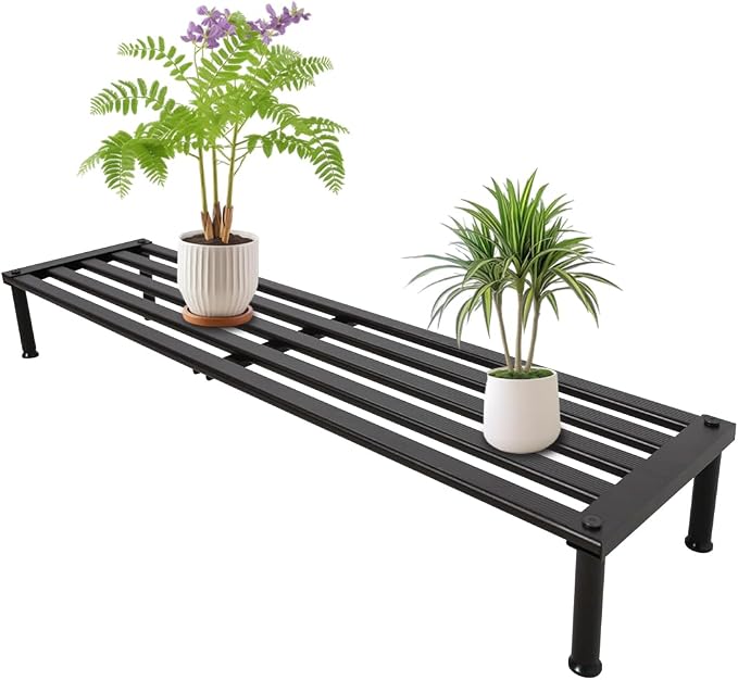 Metal Plant Stand, Rust-proof Aluminum Display Rack, Plants Display Stands Decoration Racks for Living Room Garden Balcony Patio (Ebony, 42.5Inch Low Leg)