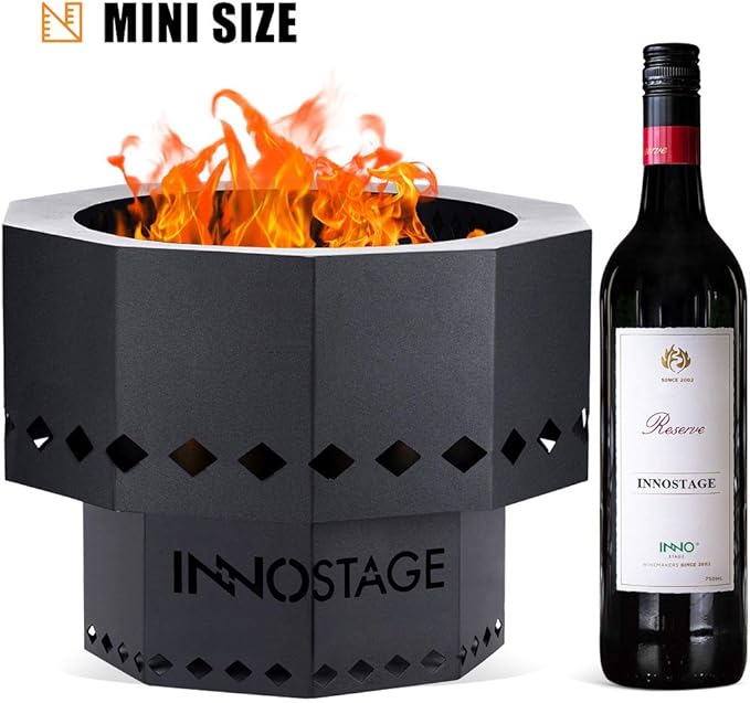 INNO STAGE Patented Smokeless Fire Pit, 13 Inch Low Smoke Camping Stove Outdoor Wood Pellet Burning Spark Portable Carrying Bag, Firepit Grill Bowl of Fireplace Picnic Camping Cooking on Beach - S