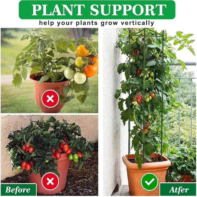 Moirsunt 4Pack Tomato Cage for Garden, 50.2Inch Multi-Functional Plant Support Stakes, Garden Stakes Tomato Trellis for Raised Garden Bed & Potted Plants, Tomato Cage Trellis for Climbing Plants