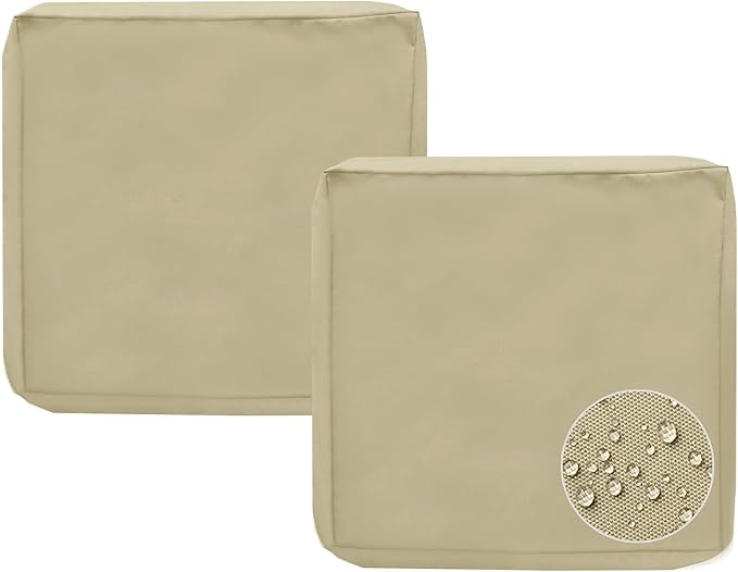 Sqodok Patio Furniture Cushion Covers Outdoor Cushion Covers Set of 2 Replacement Cushions for Outdoor Furniture Large Waterproof 24x22 Sectional Cushions Cover (Tan, 24"x22"x4"-2 PACK)
