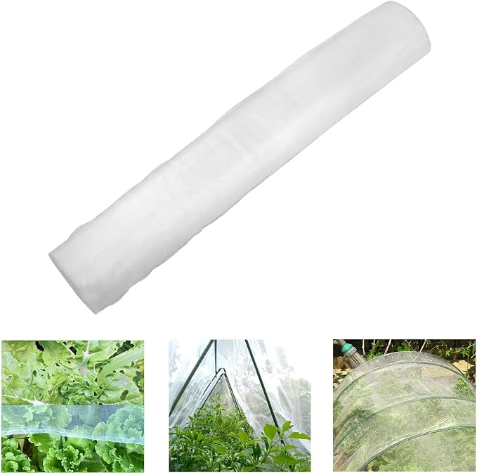 Roll Packed 4x100FT Garden Netting, Fine Mesh Pest Barrier Protect Your Plant Fruits Flower, Insect Bird Protection Netting for Raised Beds Greenhouse Hoops