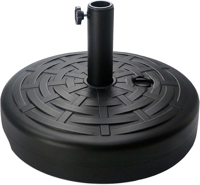 Sunnyglade 30LB Central Pole Umbrella Base with Wide Rattan Design with Steel Umbrella Holder Water Filled Umbrella Base Stand