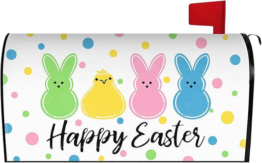 Happy Easter Mailbox Covers Magnetic Easter Peeps Mailbox Cover Bunny Post Letter Box Cover for Garden Yard Oversized Mailbox Decor 25.5x21 Inch
