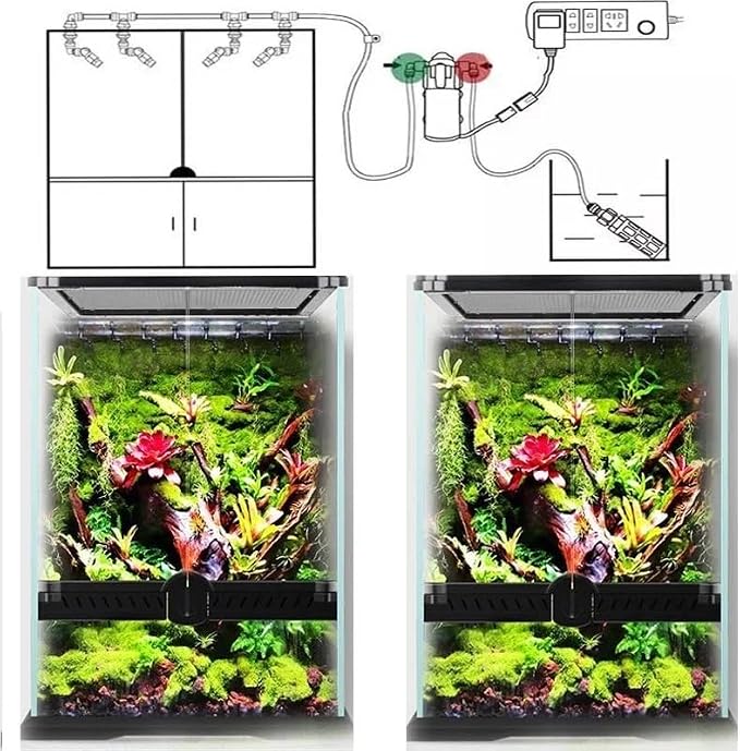 D Series Reptiles Fogger Humidifier Rainforest Silent Pump Fog Machine Rainforest Garden Spray for Reptile Terrarium(D600)