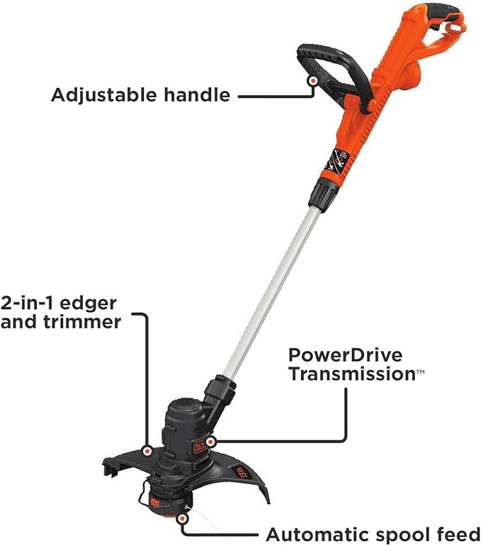 American Lawn Mower Company 1204-14 14-Inch 4-Blade Push Reel Lawn Mower, Red and Black+Decker ST8600 5.0 AMP 13 Inch String Trimmer