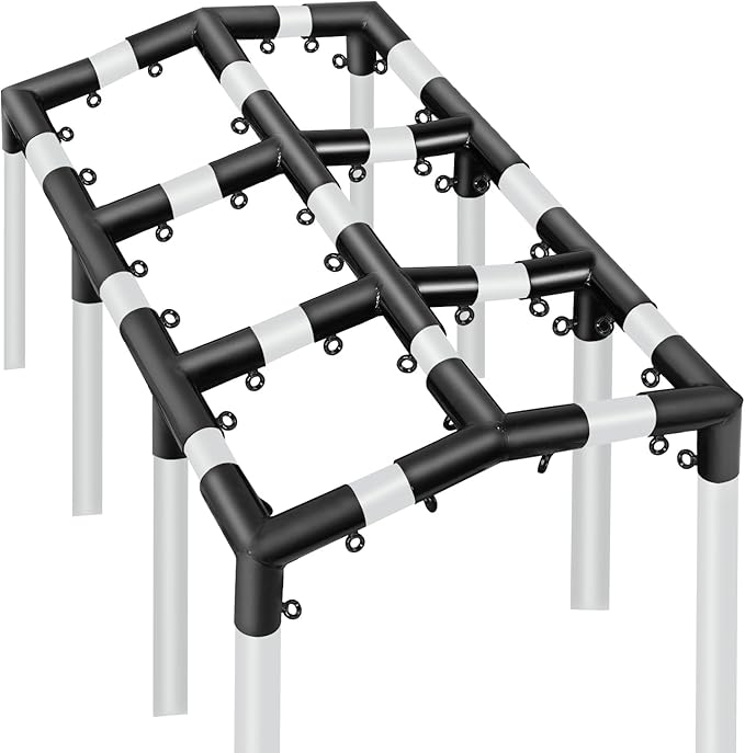 Aoneky 6-Pack 1.05 Inch Corner Canopy Connector Kit, Heavy Duty Carport Frame Fittings for 3/4 Inch EMT Pipe, 156 Degree Peak Angle, Universal for 4 6 8 10 Leg Structures, Black (8-Legs Set)