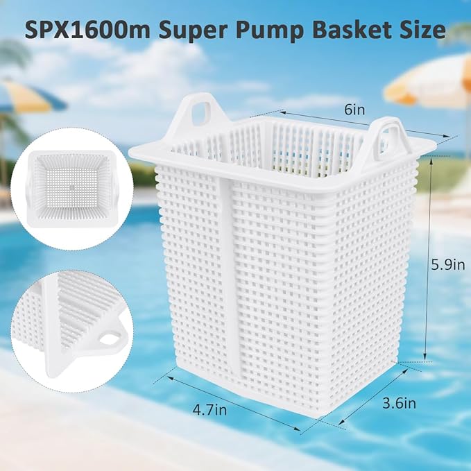 SPX1600M Pool Pump Strainer Basket Replacement for Hayward Super Pump - Heavy Duty Durable Swimming Pool Filter Basket 6” x 5.5”