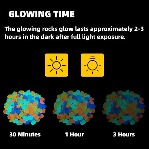 NAMTSO Glow in The Dark Rocks Outdoor, Solar Rocks for Landscaping, Outdoor Decor Glow in The Dark Stones, Glowing Pebbles for Garden Backyard Patio Lawn Fish Tank Aquarium Decor,200pcs Multi,0.6-1.1"