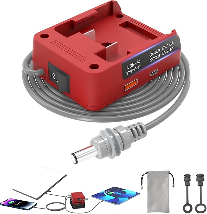 Deckit Starlink Mini Battery Adapter,Compatible with Milwaukee M18 Battery, Portable Power Converter for Off-Grid Internet with Switch, Low Voltage Protection & Multi-Port, Includes 5FT DC Cable & Bag