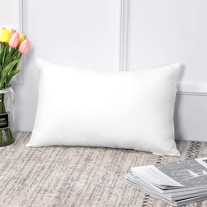 OTOSTAR Outdoor Throw Pillow Inserts - Pack of 1 Water Resistant Cushion Inner Pads for Patio Garden Coffee House Decorative Waterproof Pillow Inserts 12x20 Inch -White