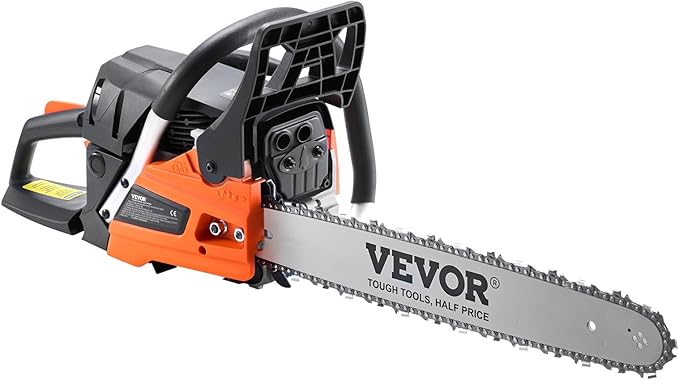 VEVOR Gas Chainsaw 52CC 2-Cycle Gasoline Powered Chainsaw 18 Inch Handheld Cordless Petrol Chain Saws For Forest, Wood, Garden and Farm Cutting Use