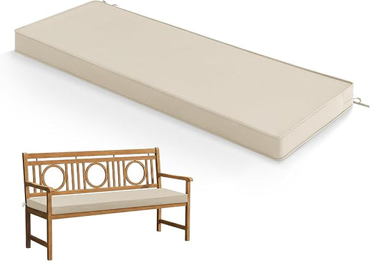 Summsun Outdoor Bench Cushion: Waterproof and Fade Resistant Patio Furniture Cushions - Non-Slip Bench Pad Cushion with Removable Cover for Garden Swing Porch Sofa Settee, 59 x 18 Inch, Beige