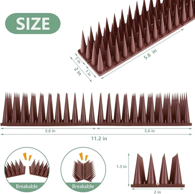 Bird Spikes, 9 Pack Bird Deterrent for Outside, Pigeon Spikes to Keep Raccoon Squirrel Cats Woodpeckers Away, for Fence Garden Roof Yard(8.4Feet)
