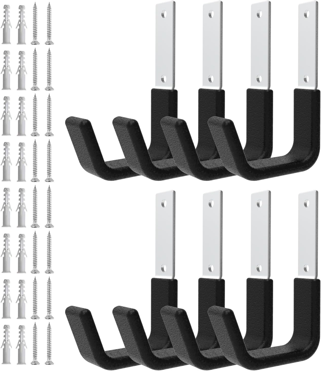 Heavy Duty Utility Hooks for Storage Wall Mount,Garage Wall Hooks for Hose, Bike, Ladder, Chainsaw, Leaf Blower Hanger (8 Small)