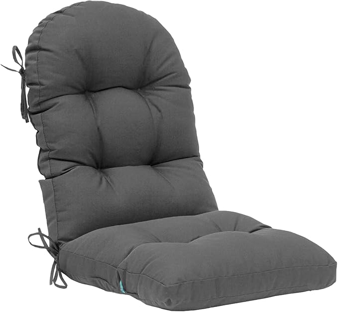 QILLOWAY Outdoor High Back Chair Cushion for Adirondack, All Weather Rocking Chair Cushions Thick Padded Replacement for Patio Furniture,Dark Grey