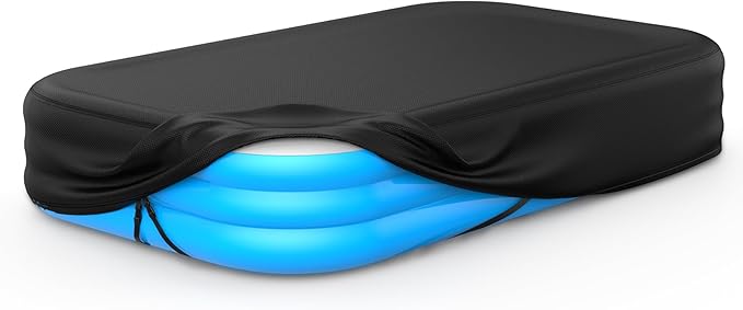 Rectangular Pool Cover for Inflatable Pool, Fits Blow Up Pool Size 103" L x 69" W, Built-in Elastic Band and Extra Buckle to Prevent Slipping, Rectangle Above Ground Swimming Pool Cover