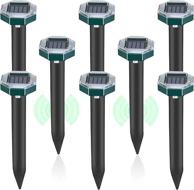 Mole Repellent Solar Powered - Ultrasonic Mole Repeller, Snake Repellent for Yard, Groundhog Skunk Vole Gopher Repellent for Lawns Garden Yard