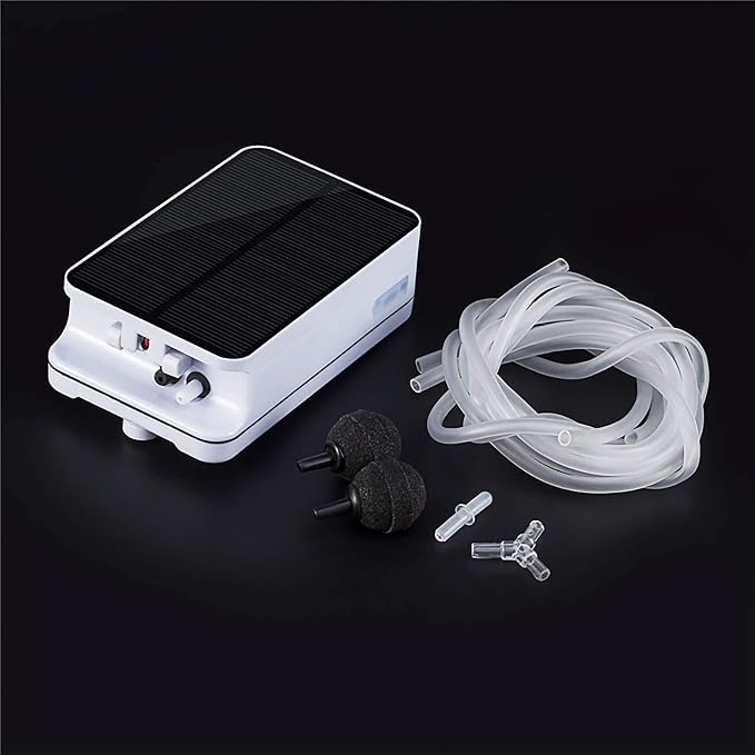 Sunsbell Solar Powered Pond Fish Tank Oxygenator Aerator Air Pump Kit, White, One-Piece, Solar Air Pump, Pond Water Pumps, 0.9L/min, 5V, Plastic, Fishing, Gardening, Pet Health