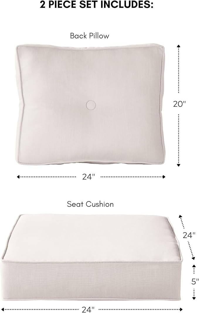 Outdoor 2-Piece Sunbrella Premium Deep Seat Cushion Set, Cast Pumice