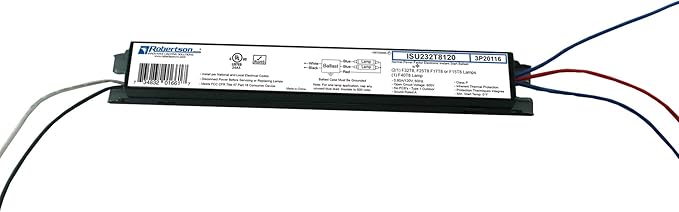 Robertson ISU232T8120 (3P20116) Electronic Fluorescent Ballast, for 1 or 2 T8 Fluorescent Lamps Between 17W-32W (F17T8 Through F32T8) or 1 F40T8 Lamp, Instant Start, 120V (Qty 1)