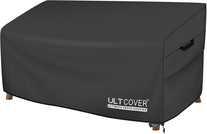 ULTCOVER Patio Furniture Sofa Cover 88W x 35D x 35H inch Waterproof Outdoor 3-Seater Couch Cover, Black
