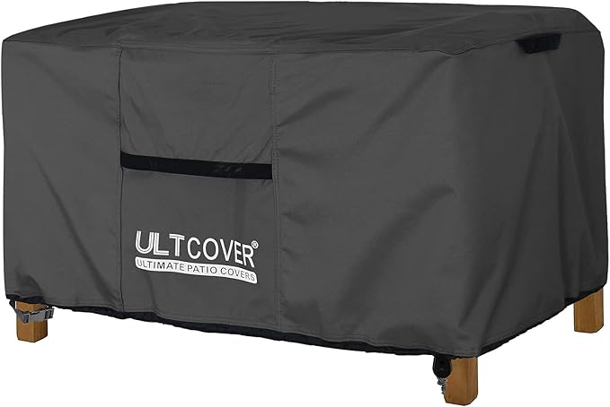 ULTCOVER Patio Coffee Table Cover, Waterproof Rectangular Outdoor Small Side Table Cover 48x26x18 inch, Black