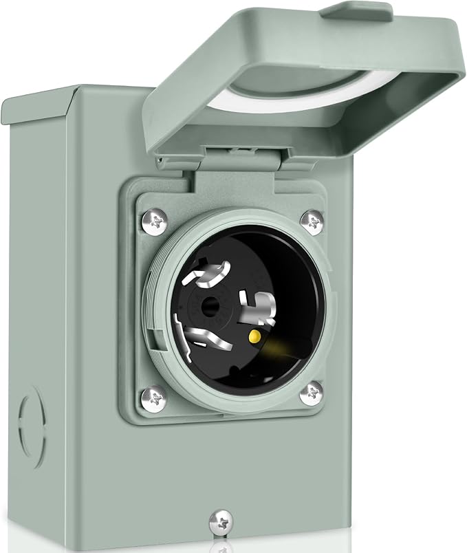 PAULINN 50 Amp Generator Power Inlet Box| NEMA 3R Power Inlet Box|125/250 Volt, 12500W, PB50, SS2-50P, Generator Plug| for Outdoor Receptacle, Generator Outlet| Weatherproof, ETL Listed
