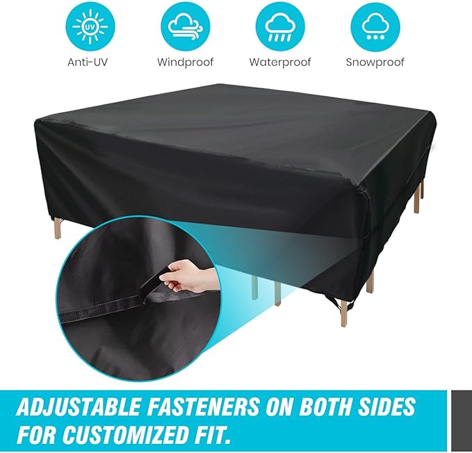 Velway Patio Furniture Cover Outdoor, Waterproof Rectangular Patio Table Chair Sofa Set Cover, 95”Lx64”Wx40”H, All Weather Oxford Tear-Resistant Material with Zipper Carrying Bag Windproof Buckles