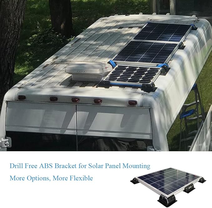 Solar Panel Mounting Brackets ABS Corner Bracket Kit 7PCS, Drill-Free Widely Used on Roofs of RV, Caravans, Vehicles, Camper Vans, Sheds, Garages, Deck of Boats, Black