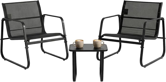 DUMOS 3 Piece Patio Furniture Set，Outdoor Patio Furniture Set with Table, Patio Sectional Bistro Sets for Lawn, Garden, Balcony, Poolside