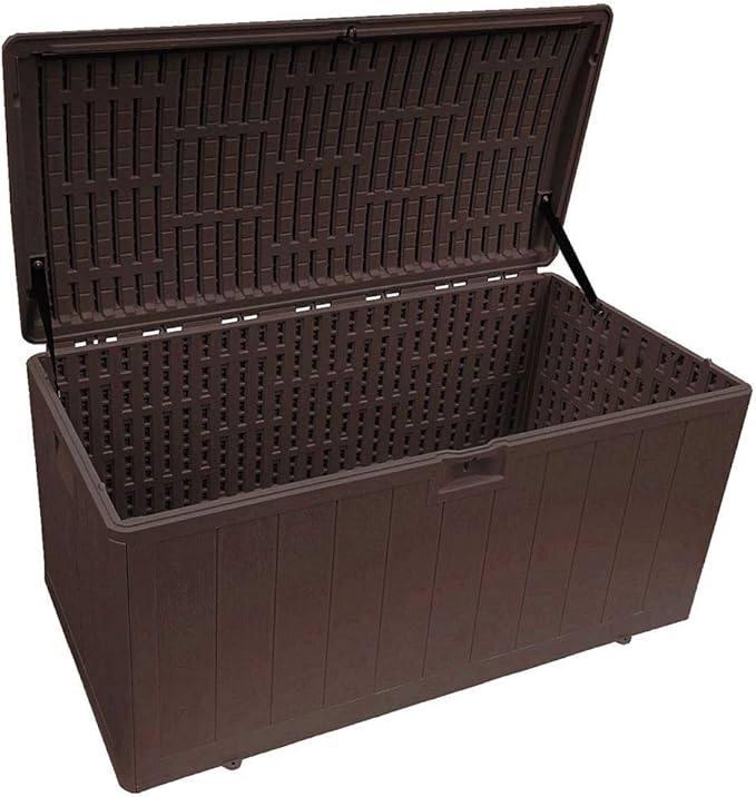 Plastic Development Group Outdoor Storage Deck Box, Standard Closure, 105 Gallon, Java