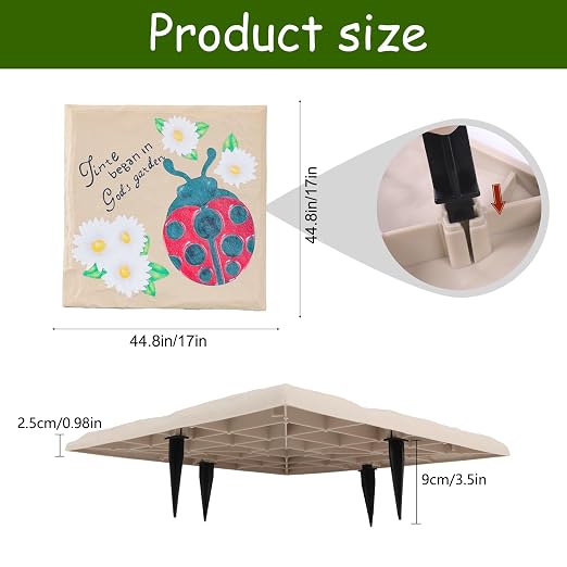 4Pcs Large Stepping Stones Outdoor Garden Walkway, Durable Plastic Pavers for Patio, Pathway, and Landscaping, Weatherproof Stepping Stones with Ground Stakes for Easy Installation (Square Butterfly)