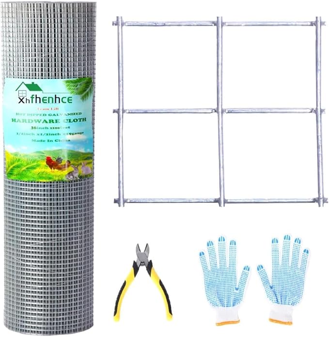 Hardware Cloth 1/2in 36 x 100 ft Hot Dip Galvanized Rust Resistant Welded Wire Mesh,19AWG Square Chicken Wire Fence Garden Plants Fencing,Chicken Coop Rabbit Poultry Critters Metal Cage Roll