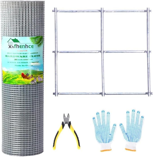Hardware Cloth 1/2in 36 x 100 ft Hot Dip Galvanized Rust Resistant Welded Wire Mesh,19AWG Square Chicken Wire Fence Garden Plants Fencing,Chicken Coop Rabbit Poultry Critters Metal Cage Roll